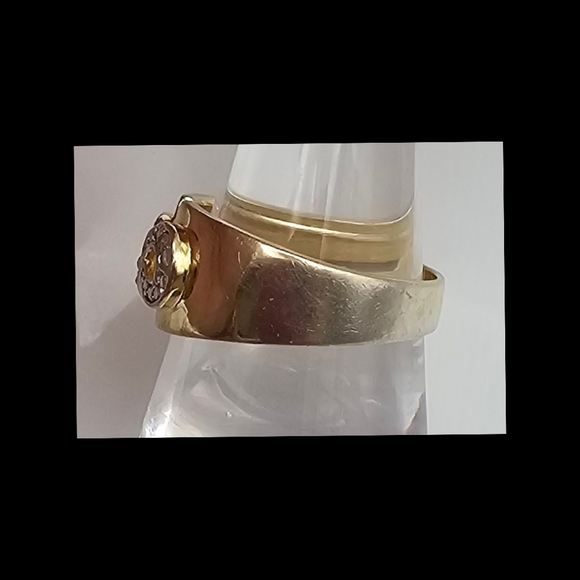 .DBJ ~ Gold Over Sterling Silver Cocktail Ring with Tiny Diamond Chips - Picture 2 of 3